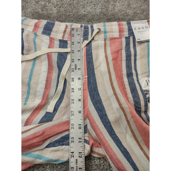 Dash Linen Blend Pants Womens Medium Stripe Drawstring Boho Cozycore Beach - Picture 9 of 11